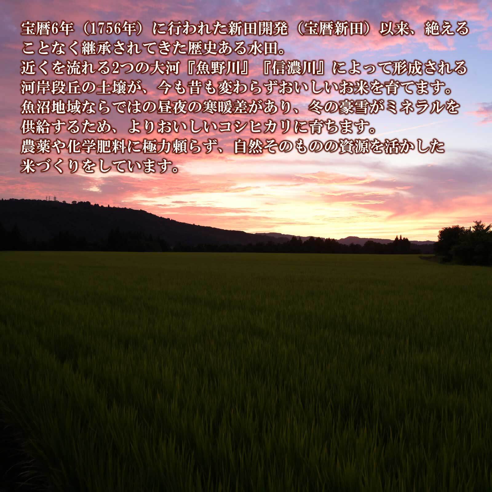 水田と山の向こうの夕日